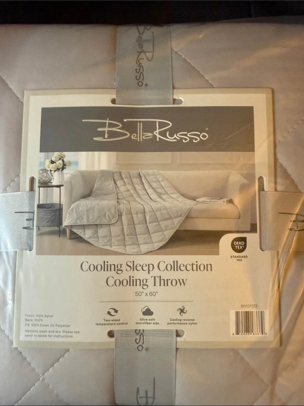 Belle Russo Cooling Throw Blanket in Light Gray